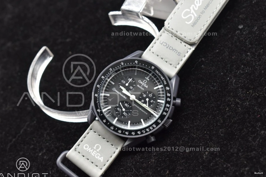 on Nylon Bioceramic Strap Moonwatch Swatch Mission x Omega Quartz Mercury to 1125
